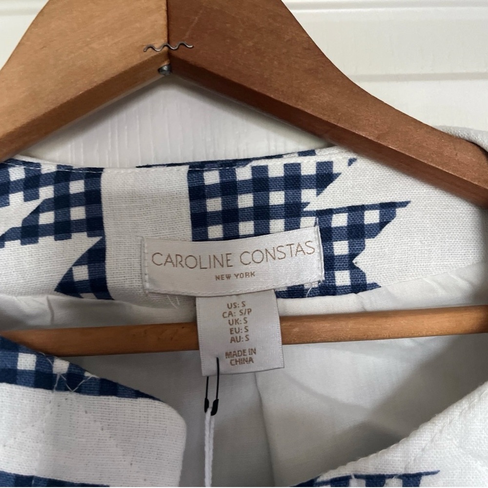 Caroline Constas White and Navy Gingham Cropped Blazer - Picture 8 of 8